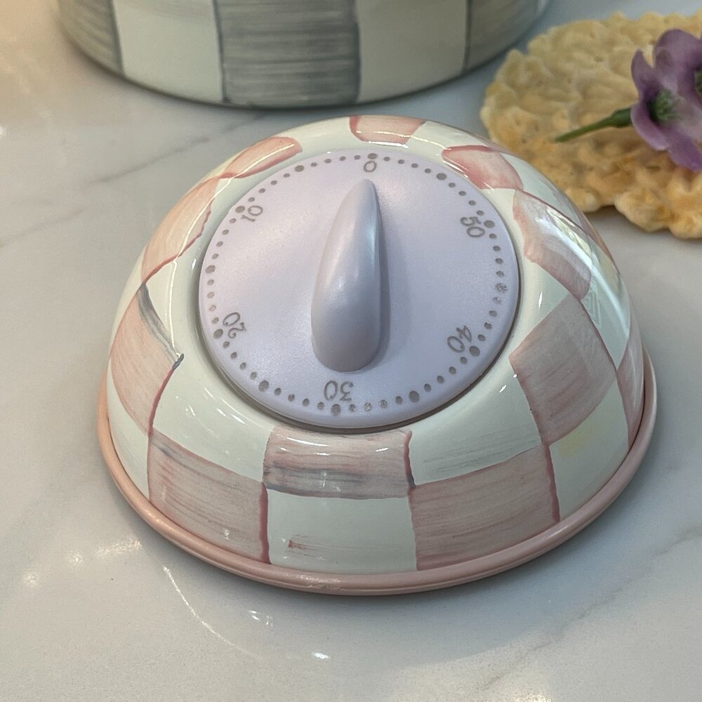 MacKenzie-Childs Rosy Check Kitchen Timer - Picture 2 of 10